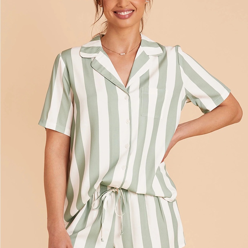 Birdy Grey Eddie Pajama Sets - Sage Stripe (Multiple; 6)